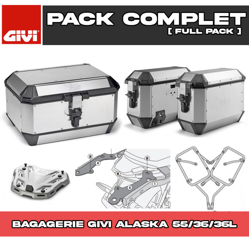 PACK-1171-ALA56A : Givi Alaska Gepäckset 56/36/36L Alu Honda NX500