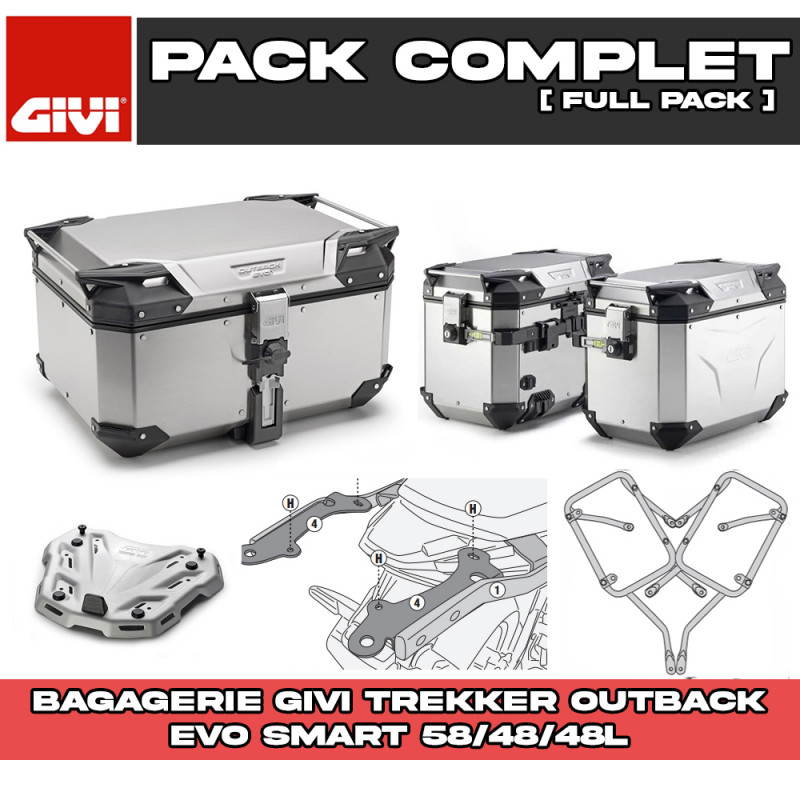 PACK-1171-OBKEV58/48A : Givi Trekker Outback Evo Smart Gepäckset 58/48/48L Alu Honda NX500