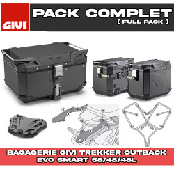 PACK-1171-OBKEV58/48B : Givi Trekker Outback Evo Smart Luggage Pack 58/48/48L Black Honda NX500