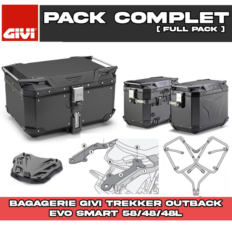 PACK-1171-OBKEV58/48B : Givi Trekker Outback Evo Smart Gepäckset 58/48/48L Schwarz Honda NX500