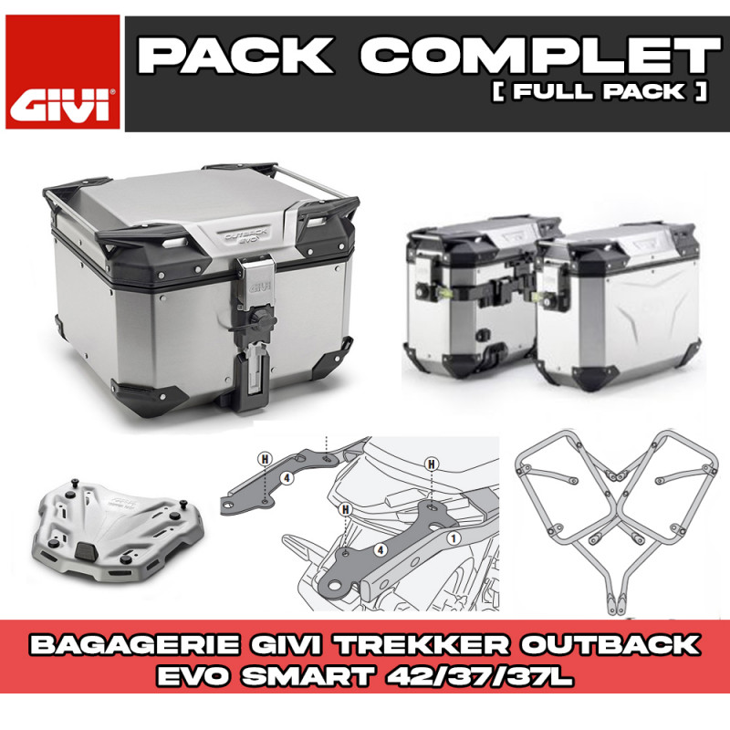 PACK-1171-OBKEV42/37A : Givi Trekker Outback Evo Smart Luggage Pack 42/37/37L Alu Honda NX500