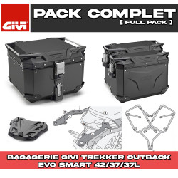 PACK-1171-OBKEV42/37B : Givi Trekker Outback Evo Smart Luggage Set 42/37/37L Black Honda NX500