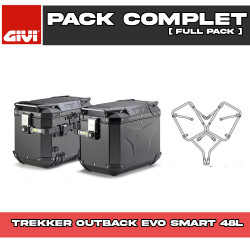 PACK-PLO1171CAM-OBKEV48BPACK2 : Givi Trekker Outback Evo Smart 48L Side Cases Pack Black Honda NX500