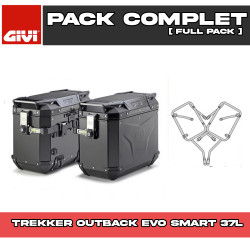 PACK-PLO1171CAM-OBKEV37BPACK2 : Givi Trekker Outback Evo Smart 37L Seitenkoffer-Set Schwarz Honda NX500