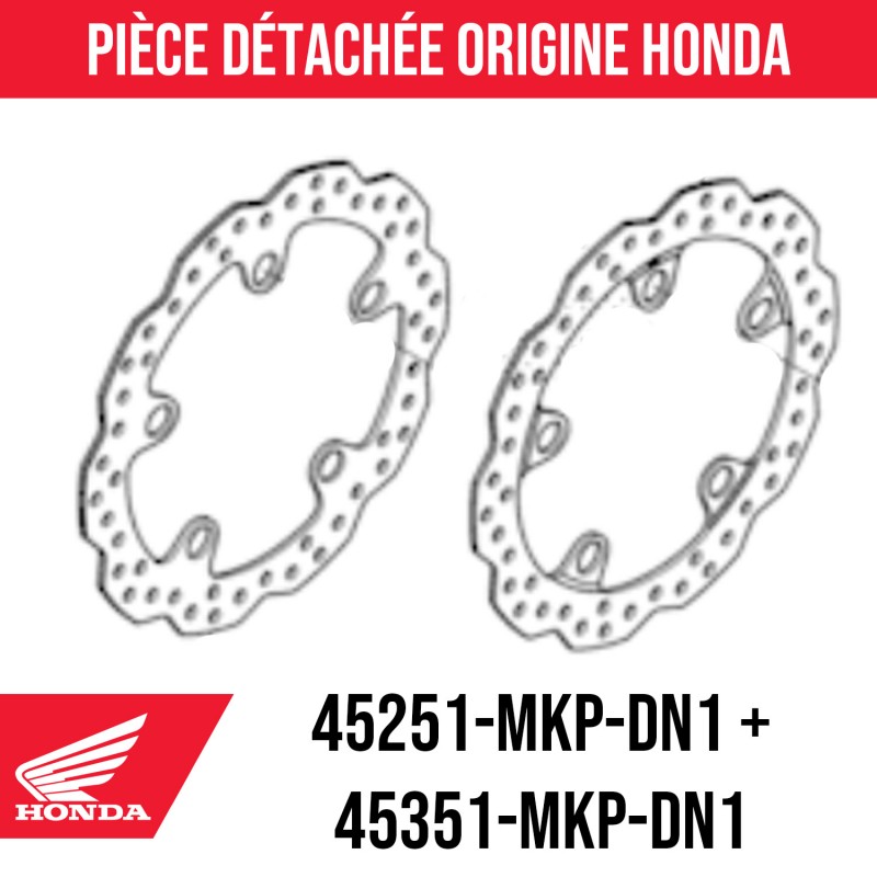 45251-MKP-DN1 + 45351-MKP-DN1 : Jeu de disques de frein avant Honda Honda NX500